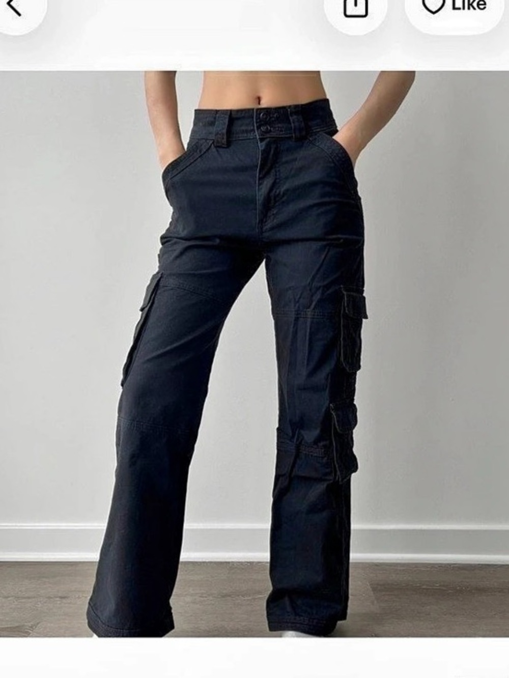 Abercrombie & Fitch High Rise Relaxed Cargo Pant Black Waist 30